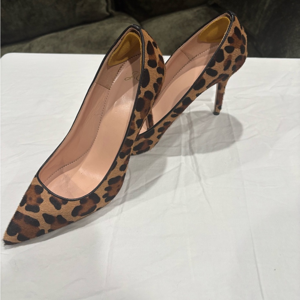 JCrew Leopard Animal Print  Heels Pumps Made In Italy Women’s 9.5 Calf Skin - Picture 6 of 10